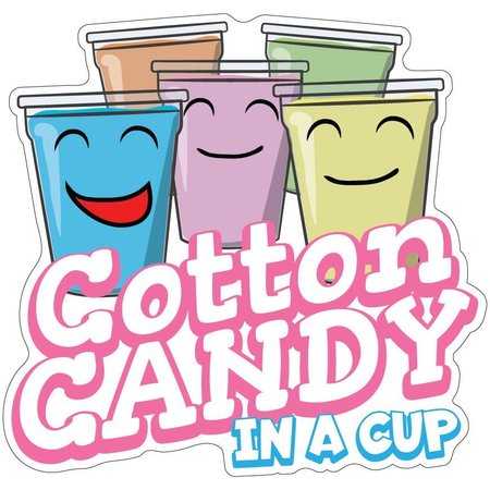 SIGNMISSION Cotton Candy In CupConcession Stand Food Truck Sticker, 16" x 8", D-DC-16 Cotton Candy In Cup19 D-DC-16 Cotton Candy In A Cup19